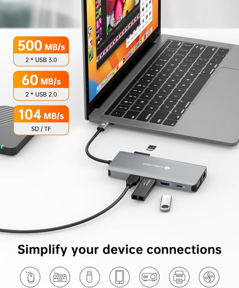 USB C Docking Station Dual HDMI Adapter, NOVOO 11 in 1 Multi Display Laptop Docking Station with 2 HDMI, VGA, 100W PD