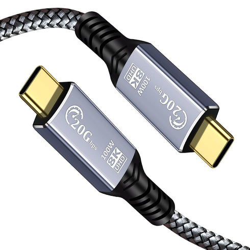Tan QY USB C Cable 1FT, USB C 3.2 Gen 2X2 Cable,