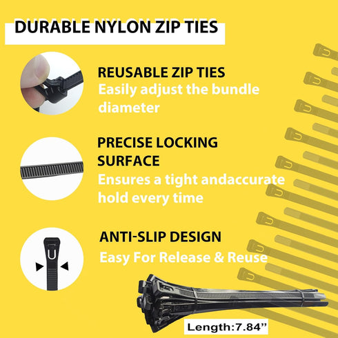 DyaMag 10 Pack 20 31mm Magnetic Zip Tie Mounts, Heavy Duty Magnetic Cable Holder with Reusable Zip Ties - Multipurpose