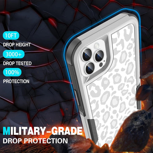 Shopify SEO Optimized:
iPhone 14 Pro Max Case - Cute White Leopard, Heavy-Duty 5-in-1, 2 Screen Protectors & 2 Camera