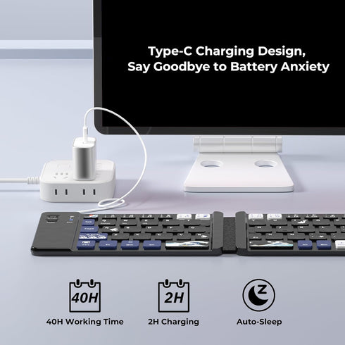 XVX WK60 Mini Folding Keyboard, Portable Bluetooth Pocket-Sized Wireless Travel Keyboard for iPad, iPhone, Tablet,