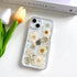 Clear Case for iPhone 13/14/15 with Pressed Real Flowers Design, Glitter Cute White Floral Pattern Soft TPU Cover
