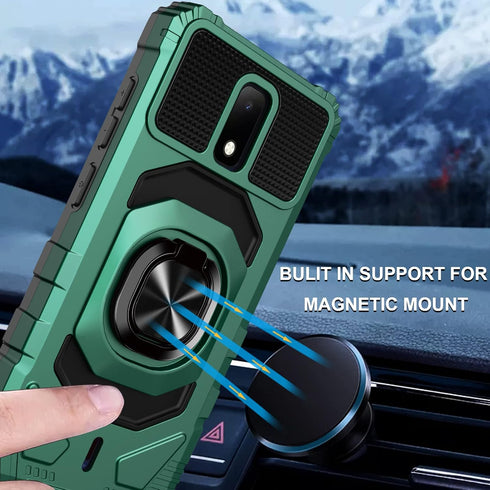 Ailiber Case for Cricket Debut, AT&T Calypso 2 with Screen Protector and Ring Kickstand (Green)
