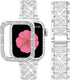 SUPOIX 41mm Compatible Apple Watch Band + Case, Women’s Bling Diamond Metal Bands & 2 Pack Protective Covers