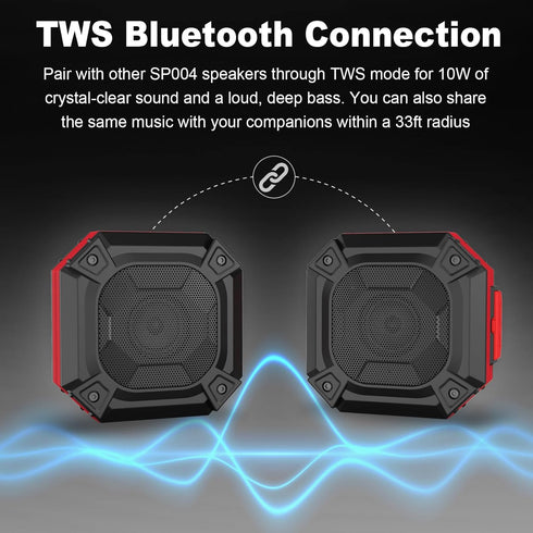 Qozybuds 5.4 45H IPX6 Bluetooth Jobsite Speaker with Magnet and Hook, Working Time Waterproof Speaker Plays Audio