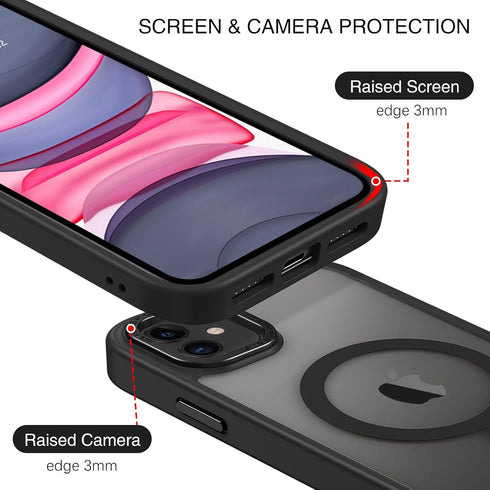 BENTOBEN iPhone 11 Case - Slim, Shockproof, Anti-Fingerprint, Translucent Matte, MagSafe Compatible, Black, 6.1’’