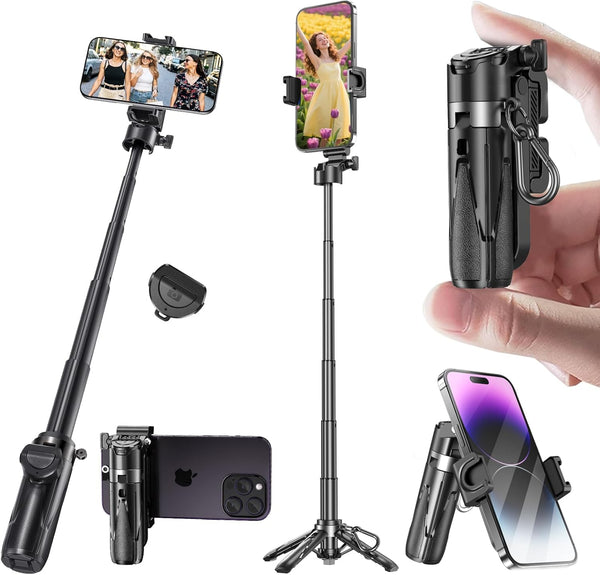 YXYaoZhengYiGeYi Mini Selfie Stick, Pocket Size Extendable Phone Holder with Wireless Detachable Remote