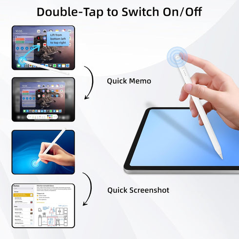 Stylus Pen for iPad with Tilt-Pressure Sensitivity, Multi-Point Anti-False-Touch Function, Fast Charging (White)