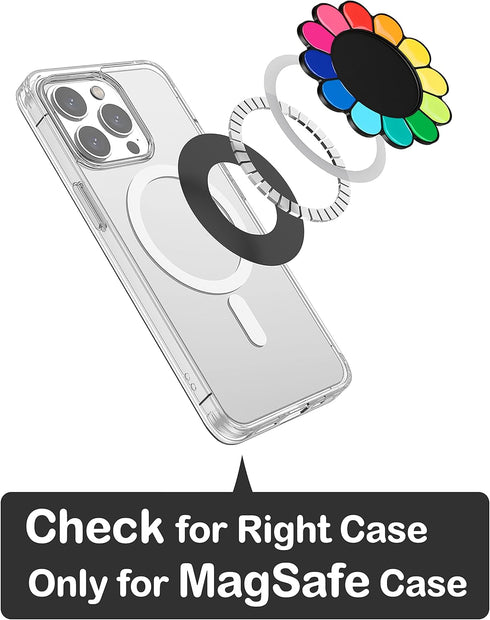 metisinno Magnetic Base for PopSocket Phone Grips and iPhone MagSafe Cases, Rainbow Multicolor