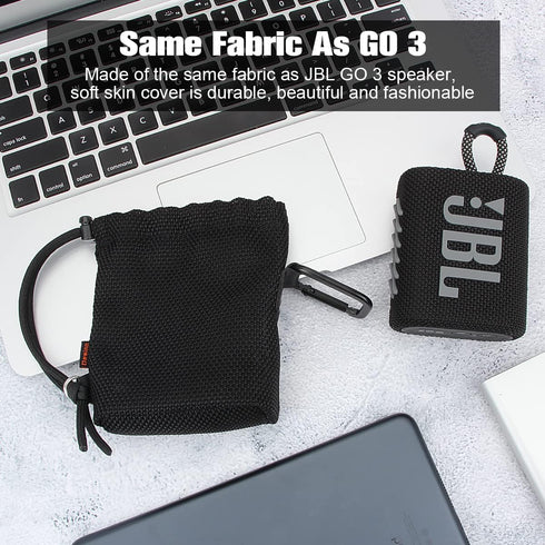 Desing Wish Speaker Carrying Case for JBL GO3/GO2, Waterproof Ultra Portable Bluetooth Speaker Protector Bag (Black)
