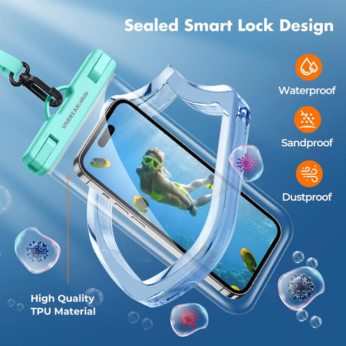 UNBREAKcable Waterproof Phone Pouch, IPX8 Universal Dry Bag with Lanyard for iPhone 14 13 12 11 Pro Max
