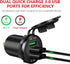 Quick Charge 3.0 Car Charger, 12V/24V 35W QC3.0/2.0 USB Charger Socket, 3 USB Charger Socket Power Outlet Fast Charge with Wire Fuse Aluminum Car Boat Marine ATV Bus Truck Golf Cart and More(Black