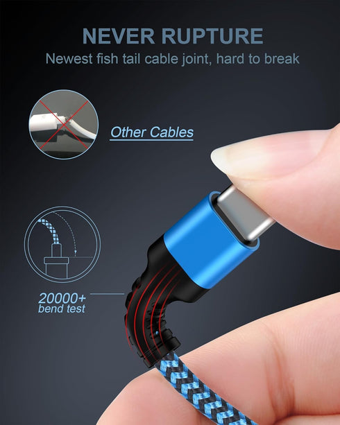 4 Pack/6FT Android Charger Fast Charging Cable for iPhone 16/16 Pro/16 Pro Max/16 Plus, C to C Cord for Auto Car