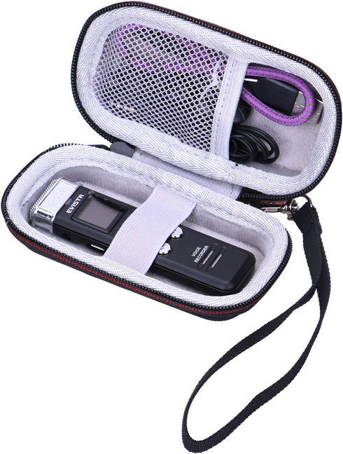 LTGEM Case Compatible with Digital Voice Recorder Voice Activated Recorder(Inside: 4.1"x2.1"x0.7"), Black+Grey