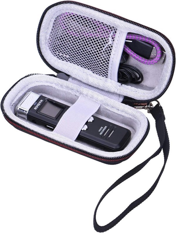 LTGEM Case Compatible with Digital Voice Recorder Voice Activated Recorder(Inside: 4.1"x2.1"x0.7"), Black+Grey
