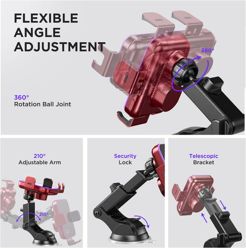 Wireless Car Charger, 15W Auto Clamping Phone Mount with 7 Colored RGB Backlit for iPhone 15 14 13 12 Mini Pro Max