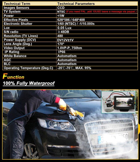 kalakus 0418=77mmx32mm) HD CCD Car License Light Plate Reverse Camera Waterproof Night Vision Rear View Parking Camera