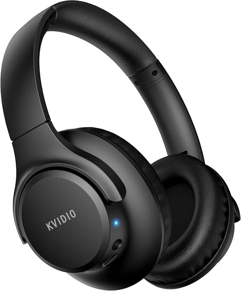 KVIDIO Updated Bluetooth Headphones Over Ear, 65 Hours Playtime Wireless with Microphone, Foldable Lightweight Headset