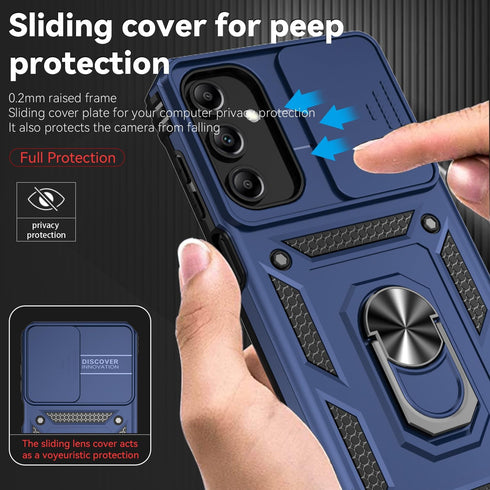 SunStory Samsung Galaxy A15 5G Case with HD Screen Protector, Kickstand & Slide Camera Cover (New Blue)