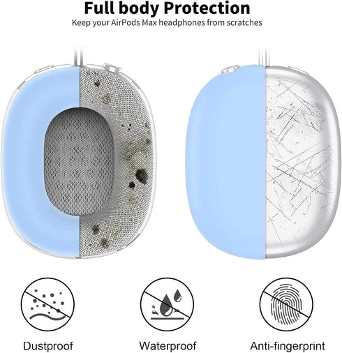 3 in 1 Silicone Case Cover Compatible with Apple Airpods Max Headphones, Anti-Scratch Ear Pad Case Cover Ear Cups Cover and Headband Cover Compatible with Apple Airpod Max, Accessory case (Sky Blue)