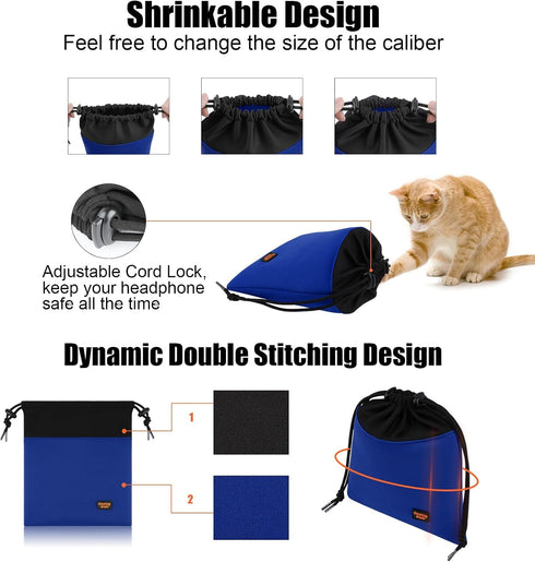 Desing Wish Lightweight Headphone Storage Bag, Portable Carrying Pouch for Over-Ear Headphones, Gaming Headsets