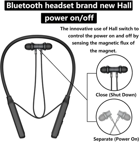 Neck Headphones Wireless Bluetooth,V5.2 with Microphone Neckband Bluetooth Headphones,35 Hours of Playtime in-Ear Bluetooth Neckband Earbuds IPX7 Sweat-Resistant deep bass (Y6H)