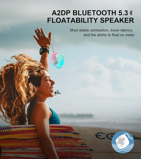 comiso Shower Bluetooth Speaker, Waterproof IPX7, Floating Portable Speaker with LED Light, Loud HD Sound for Travel
