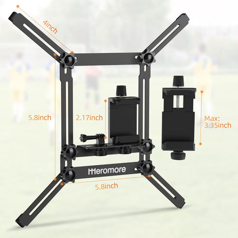 Black Aluminum Fence Mount for Action Camera, Compatible with GoPro, Phones, Digital Camera, Ideal for Recording Games