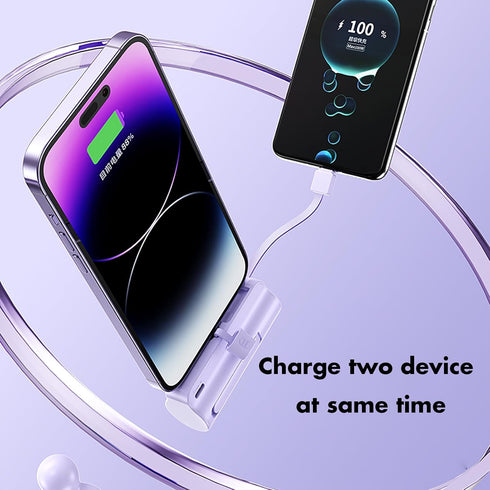 Mini Phone Charger 5500mAh Portable Power Bank, Dual USB-C Ports Cell Phone Power Charger, LCD LED Display Compatible