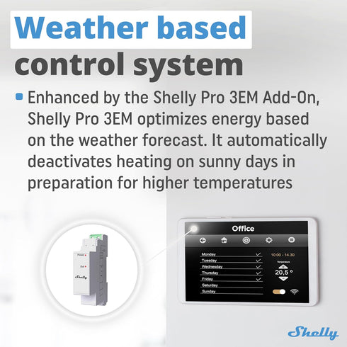 Shelly Pro 3EM Add-On Switch | Dry Contacts for DIN Rail Mounting | Home Automation | iOS Android App | No Hub Required