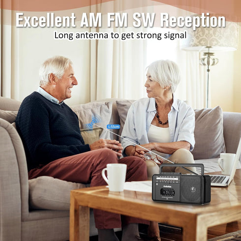 Gelielim Cassette Tape Player Bluetooth Boombox, AM/FM/SW Radio Stereo, Tape Player/Recorder with Big Speaker, Earphone