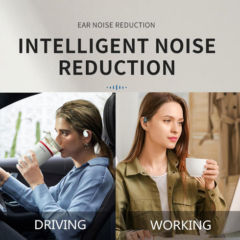 Open Ear Bluetooth 5.3 Headphones, Black Single Wireless Earbuds with Earhooks, Noise-Cancellation Stereo Sound, 36