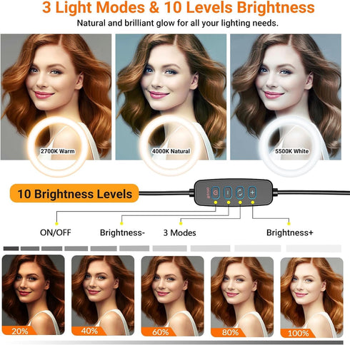 AceTaken Stand,10 Inch C920 C922 C930e C925e C615 501 301 101 4K C270 C310 Magnetic Webcam Light with Ring Light