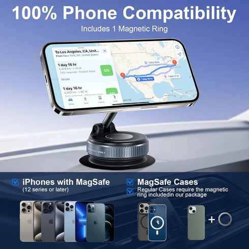 Jamboa Car360 Car Phone Holder, Magnetic Phone Holder for Adjustable Magnetic Cell Phone Holder, Pocket Size Foldable