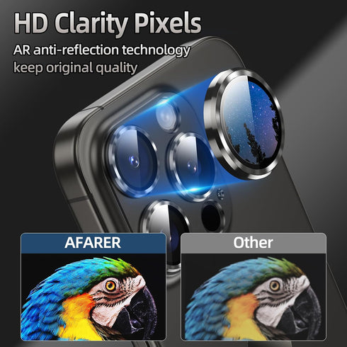 AFARER 2024 Camera Lens Protector for iPhone 15 Pro/iPhone 15 Pro Max, Upgraded Metal Tempered Glass Film, Anti-Scratch