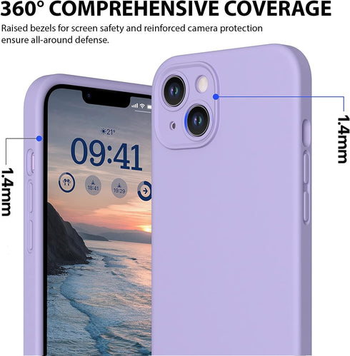 CellEver Heavy-Duty Silicone Case for iPhone 14, Military Drop Protection, Camera Shield, Scratch-Free Interior - Light