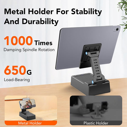 taopodo Foldable Phone Stand with Wireless Bluetooth Speaker and Anti-Slip Base, Birthday Gifts for Men/Women, Gadgets