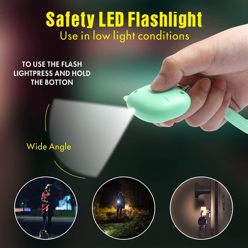 Safe Sound Personal Alarm 3 Pack, 130 dB Loud Siren Keychain with LED Light (Black/Purple/Green)
