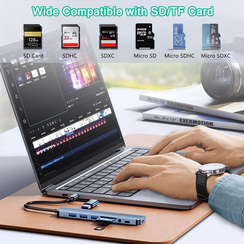 vienon 3.0, 8 1 3.5mm USB C Hub USB Hub Aluminum in USB Extender with SD/TF Card Reader, Aux Headphone Jack for MacBook