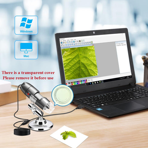 Cainda USB Microscope Camera 40X to 1000X with Metal Stand & Carrying Case, Portable for Android Windows Linux Mac