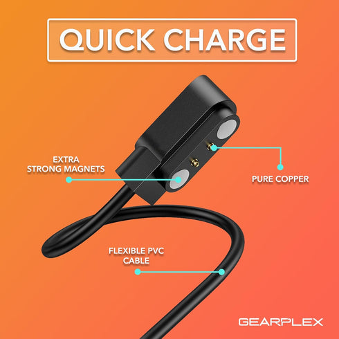 Charging USB Cable (2 Pin Magnetic) for Smart Watch Bluetooth Devices, Black (Size- 2.8 mm– 2 Pack)