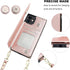 Bocasal Crossbody Wallet Case for iPhone 12 Mini, PU Leather Credit Card Holder with Detachable Strap, 5.4 inch (Rose