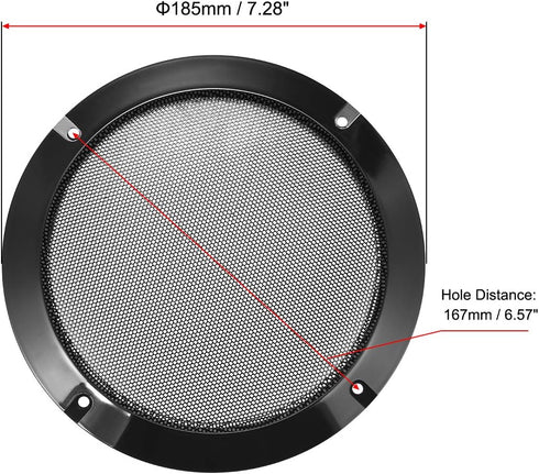 uxcell 2pcs Speaker Grill Mesh Decorative Circle Woofer Guard Protector Cover Accessories Black 6.5" Mounting Hole Distance