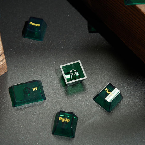 Transparent Green Keycaps, Backlit Clear Crystal Keycap, 156 Keys PBT Cherry Profile Custom Keyboard Keycap Set for 60%