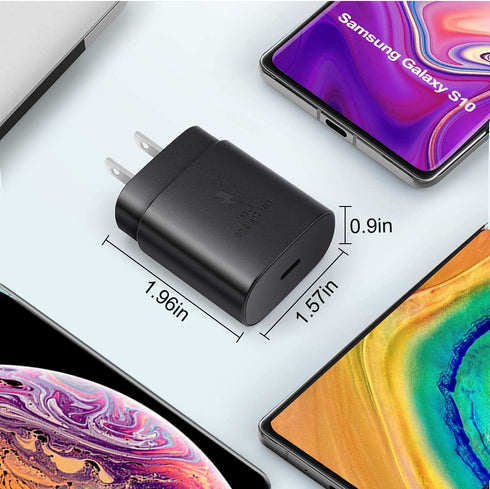 Fast Adaptive 25W Wall Charger for Alcatel 3X / 3v / 1v / 7/5 / Idol 4s / 5s with 4FT UrbanX USB C PD Cable - Black