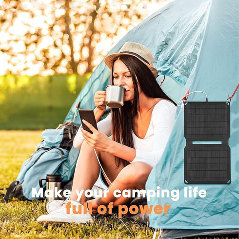 FlexSolar 10W Portable Solar Charger, 5V USB Small Power, Emergency ETFE Panels, Foldable, IP67 Waterproof for Camping,
