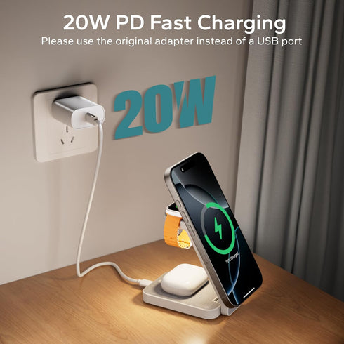 eazpower 3 1 17 16 15 14 in Foldable Wireless Travel Charging Station for MagSafe, Nightstand Magnetic Charger Stand