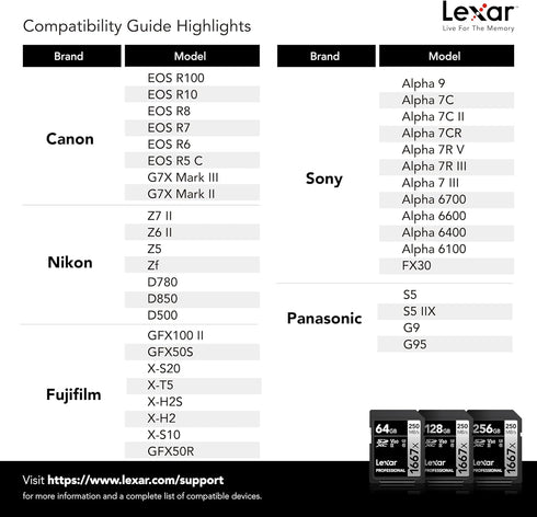 Lexar 64GB Professional 1667x SDXC Memory Cards (2-Pack), UHS-II, C10, U3, V60, Up to 250MB/s Read for Video