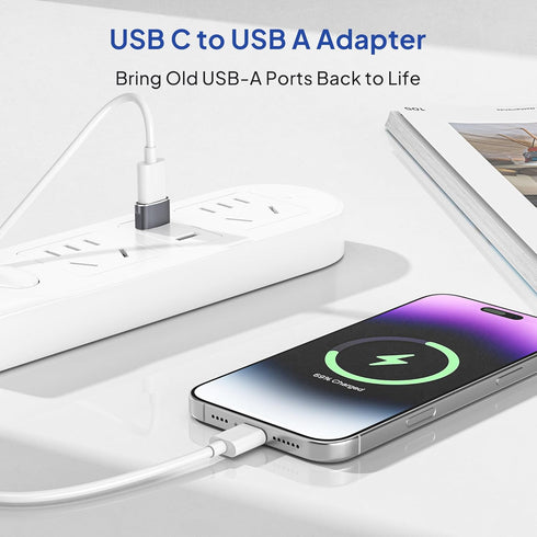 Elebase USB to USB C Adapter for Samsung Galaxy Z Flip 7, 4-Pack Type C Female to A Male Cable Converter for Z Fold Flip
