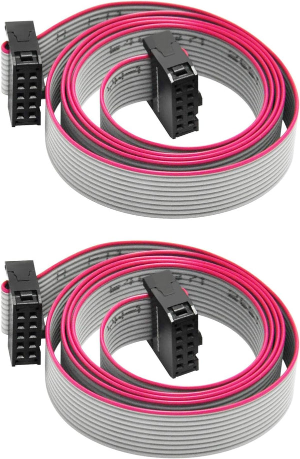 Gikfun 2PCS Flat Ribbon Cable - 2.54mm Pitch, 2 Row 10 Pin Female to Female Wires IDC Connector for Arduino EK1282